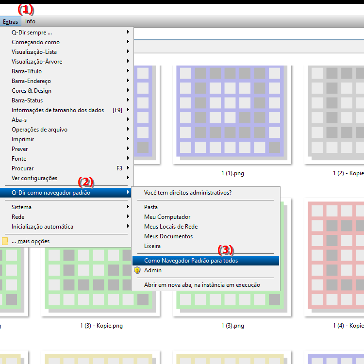 Como posso definir o Quad File Explorer como o navegador de arquivos padrão para todas as pastas